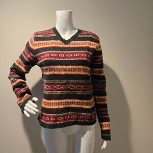 Vintage Abercrombie & Fitch Fair Isle Shetland Wool Sweater Green L